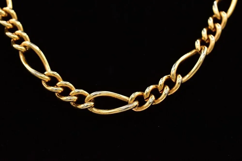 Erwin Pearl Vintage Chain Necklace Linked Chunky Shiny Gold Thick Signed BinA17